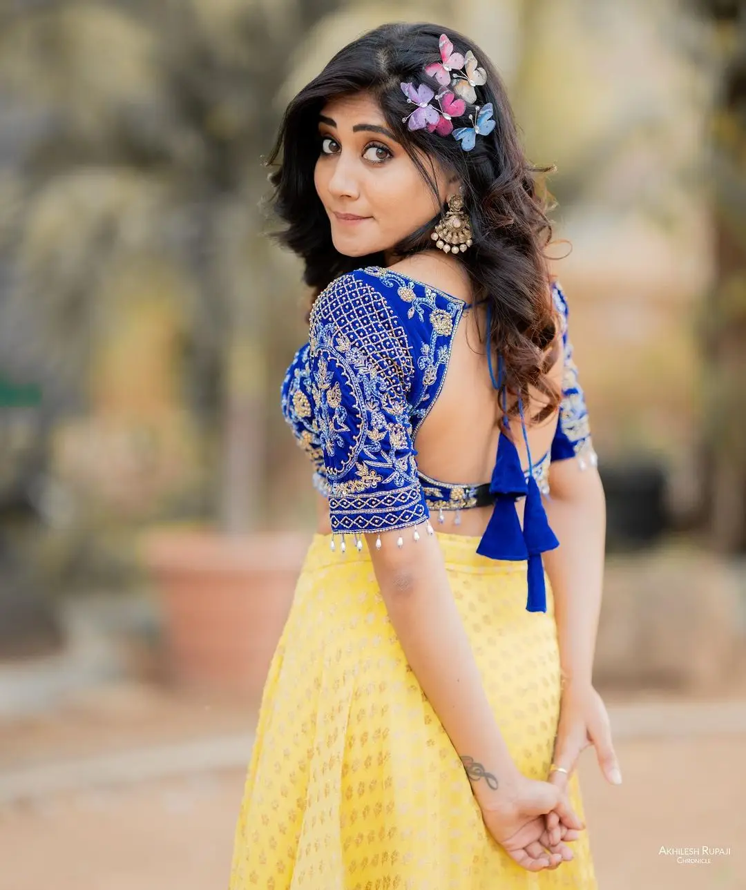 Vasanthi Krishnan Wearing Yellow Lehenga Choli